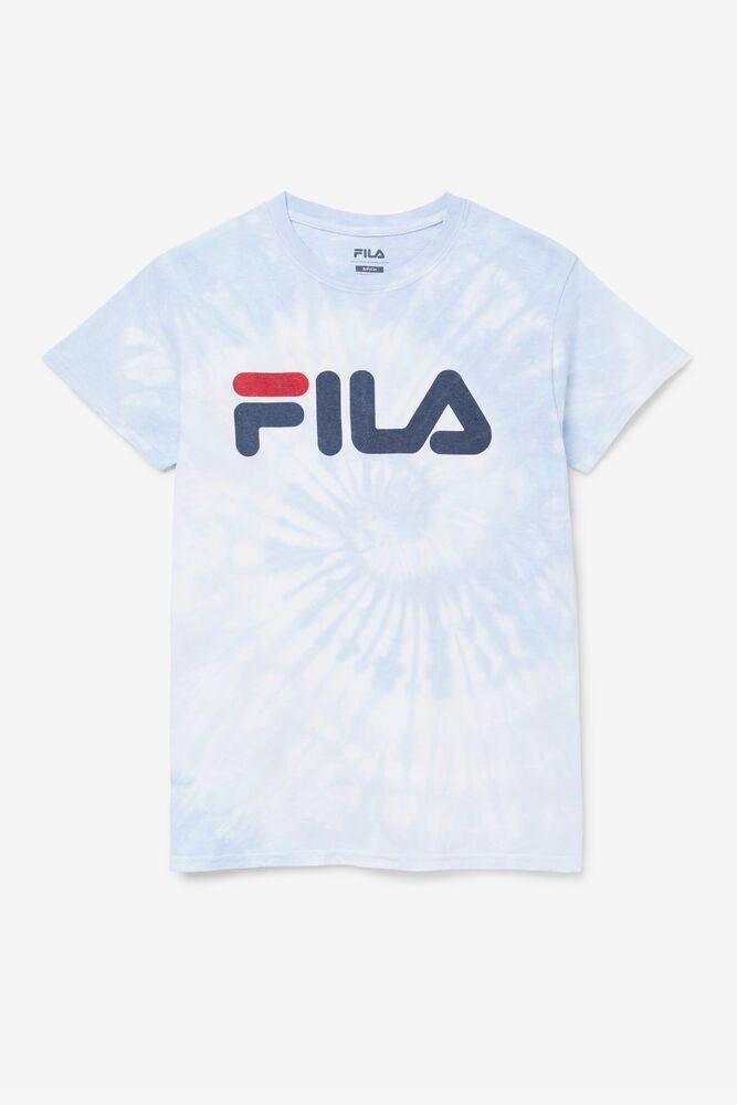 Fila Tie Dye Logo Blue T-Shirt Womens - NZ 29361-AUJZ